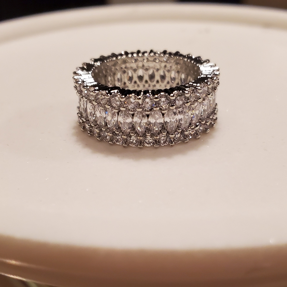 Diamond baguette crown ring with 925 band - Picture 5 of 7